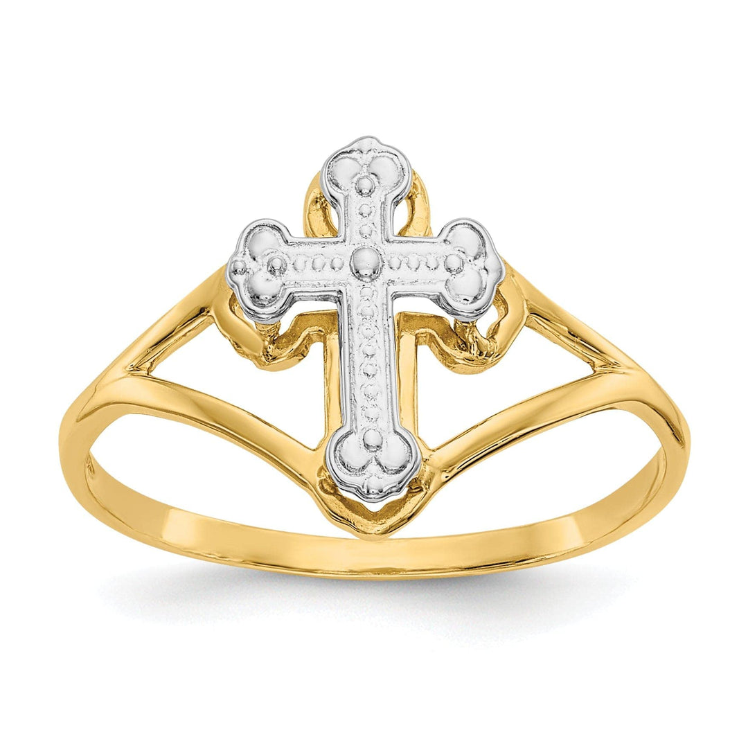 Lovely Rita's Ring 14k Two Tone Gold Cross Ring