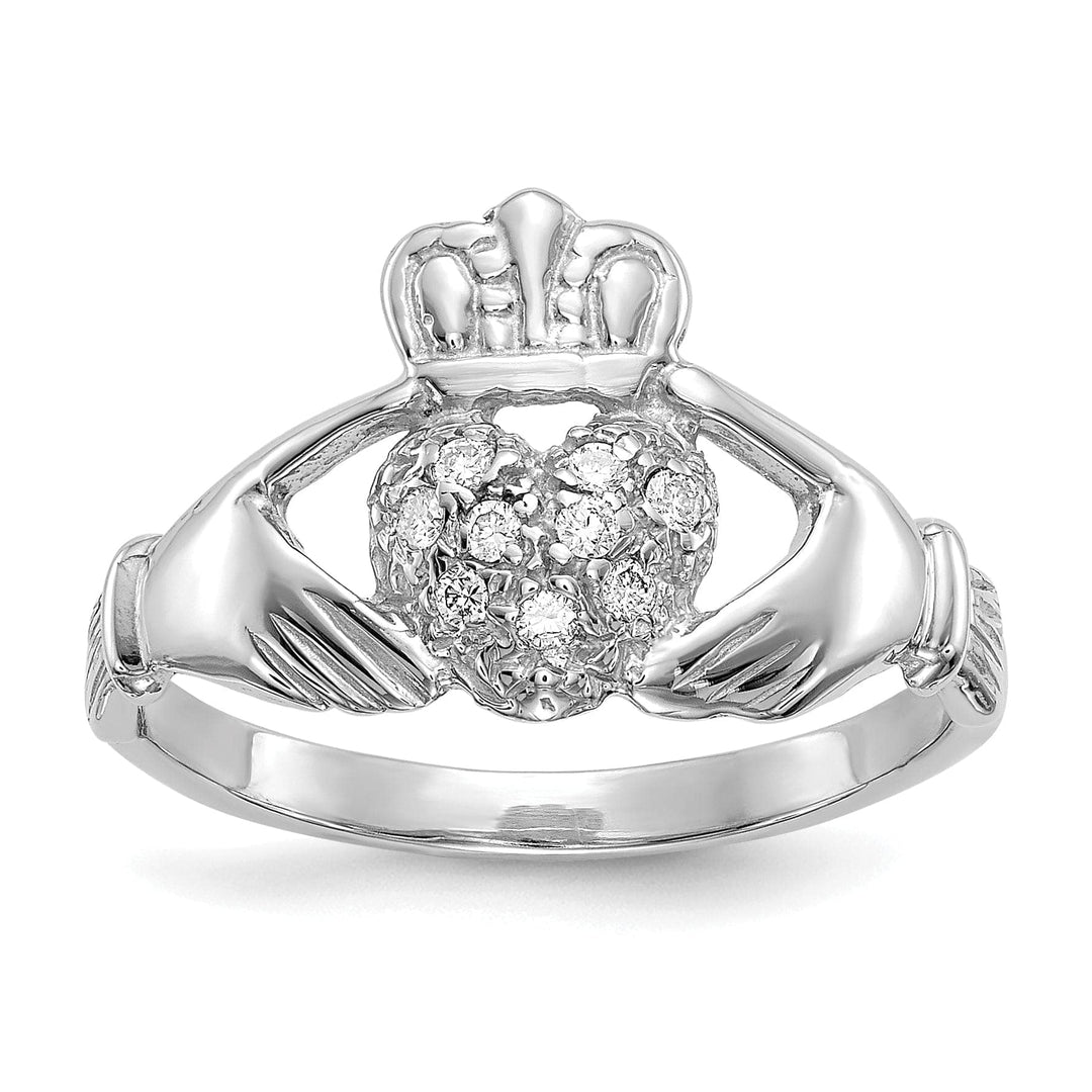 Lovely Rita's Ring 14kt white gold ladies claddagh diamond ring