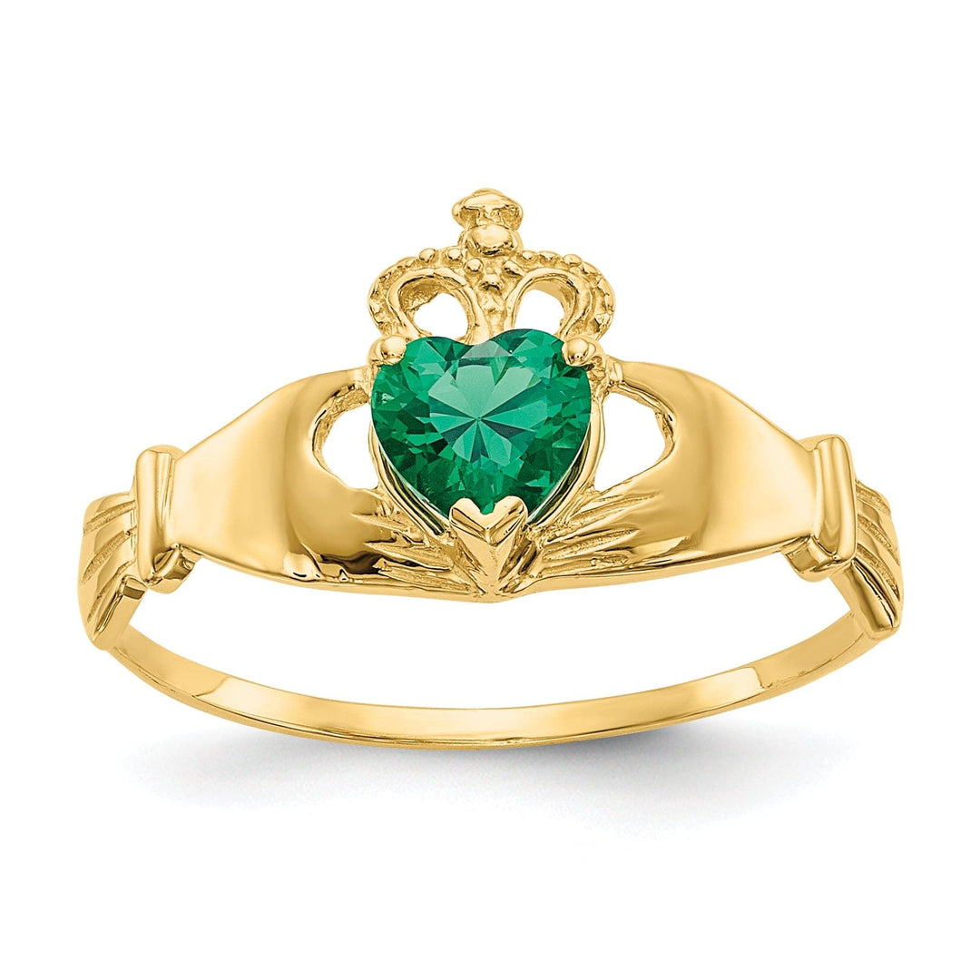 Lovely Rita's Ring 14kt yellow gold ladies green C.Z claddagh ring