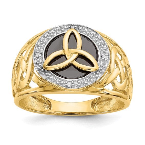 Lovely Rita's Ring Mens Celtic 14kt gold onyx diamond ring