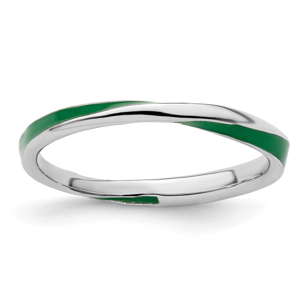 Stackable Expressions Ring Size 5 Sterling Silver Green Enameled Stackable Ring
