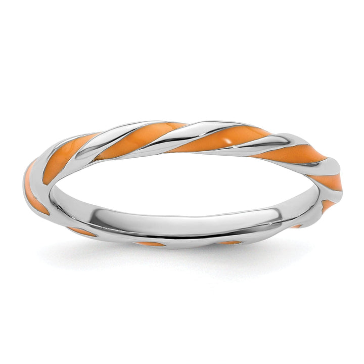 Stackable Expressions Ring Size 5 Sterling Silver Orange Enameled Stackable Ring