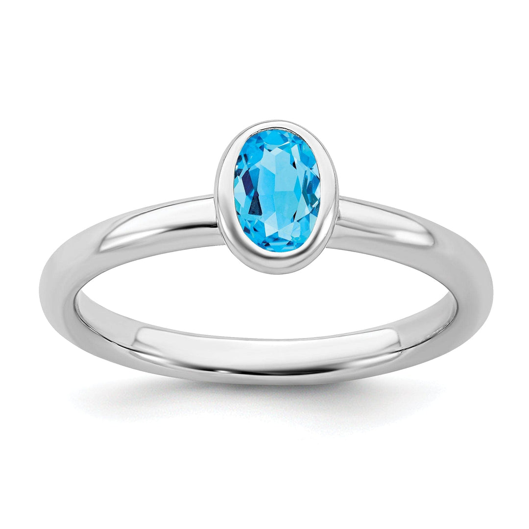 Stackable Expressions Ring Size 5 Sterling Silver Oval Blue Topaz Ring