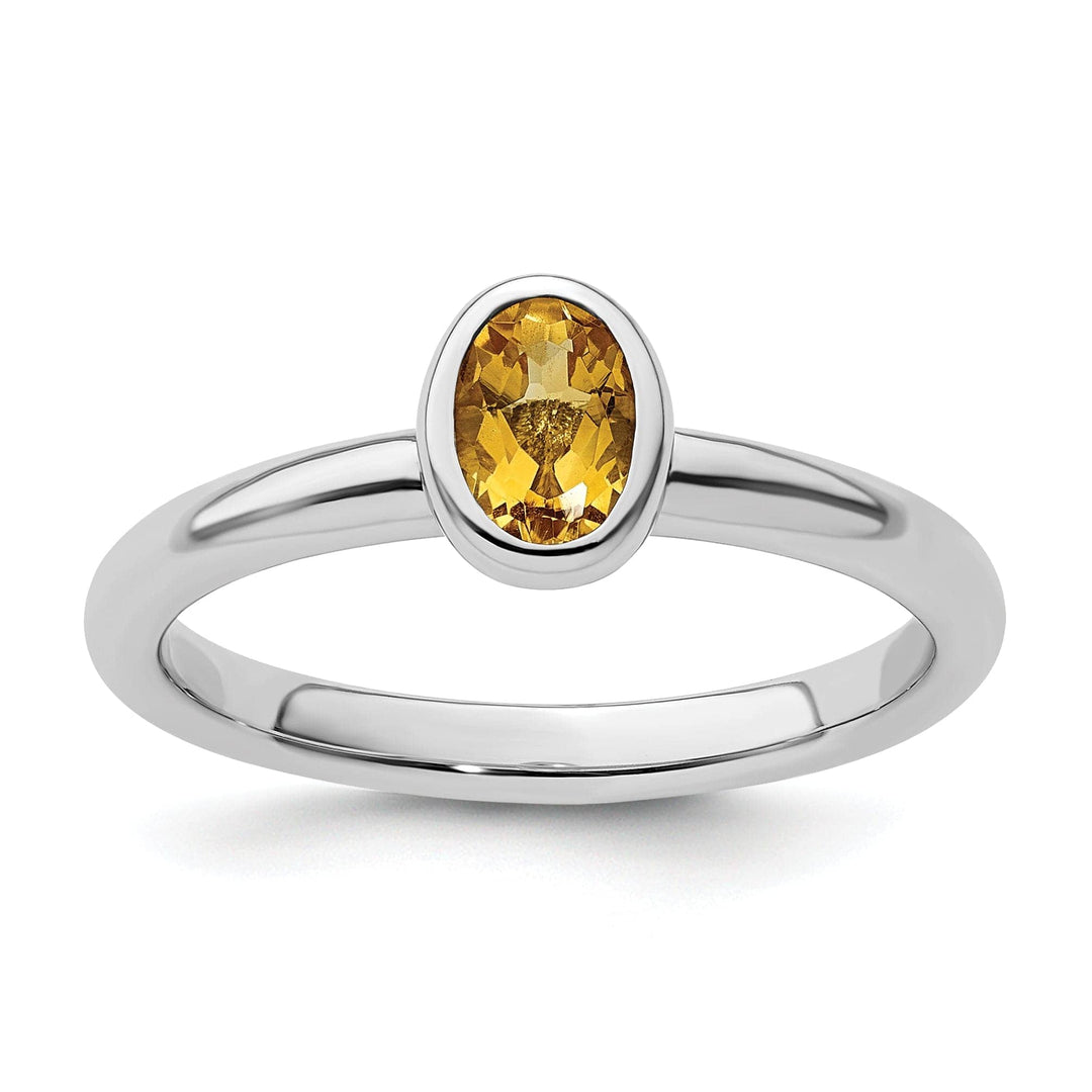 Stackable Expressions Ring Size 5 Sterling Silver Oval Citrine Ring