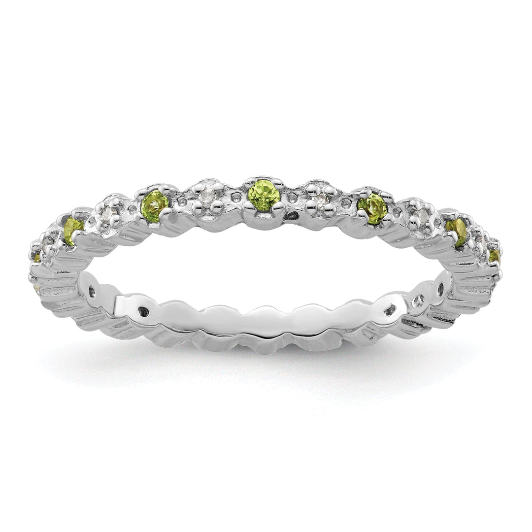 Stackable Expressions Ring Size 5 Sterling Silver Peridot Diamond Ring