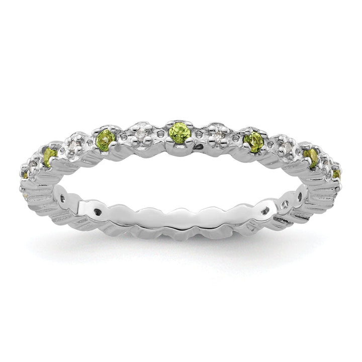 Stackable Expressions Ring Size 5 Sterling Silver Peridot Diamond Ring