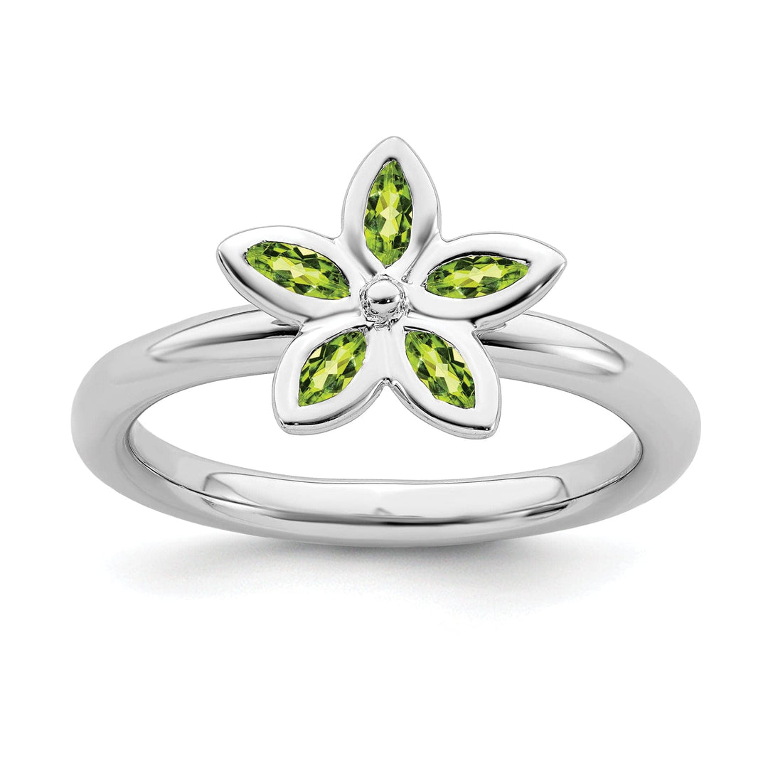 Stackable Expressions Ring Size 5 Sterling Silver Peridot Flower Ring
