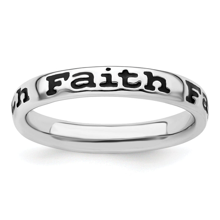 Stackable Expressions Ring Size 5 Sterling Silver Polished Enameled Faith Ring