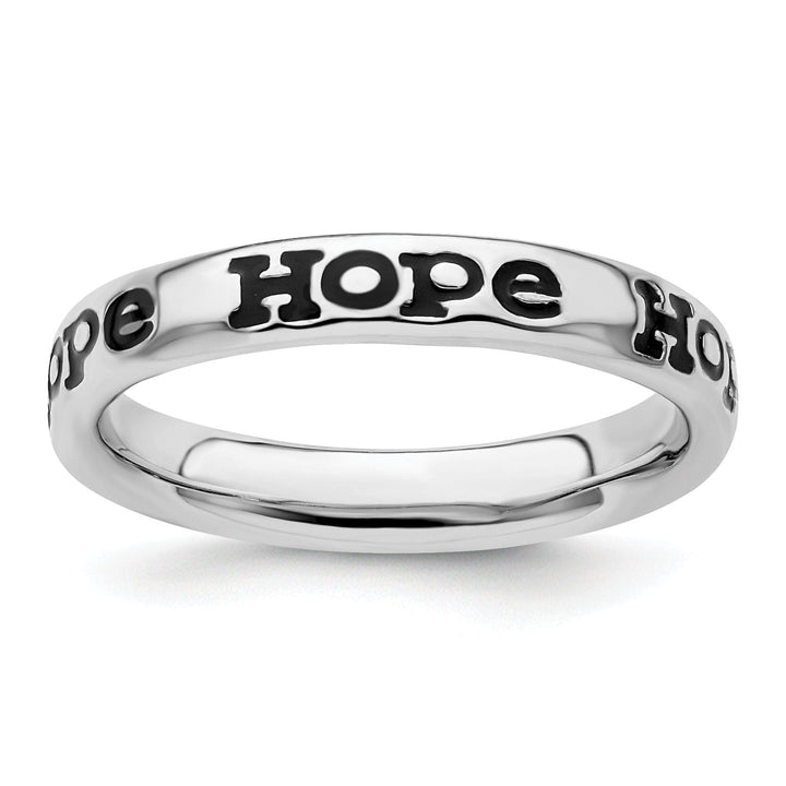 Stackable Expressions Ring Size 5 Sterling Silver Polished Enameled Hope Ring