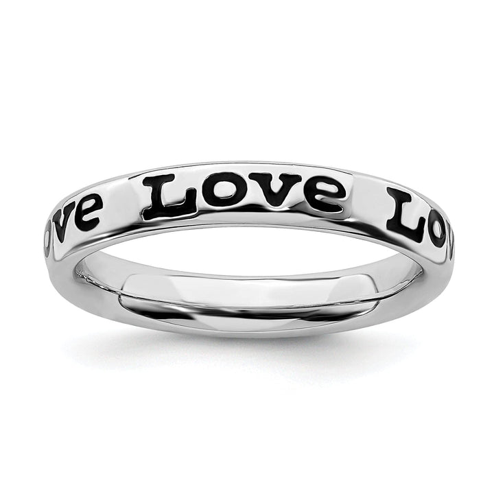 Stackable Expressions Ring Size 5 Sterling Silver Polished Enameled Love Ring