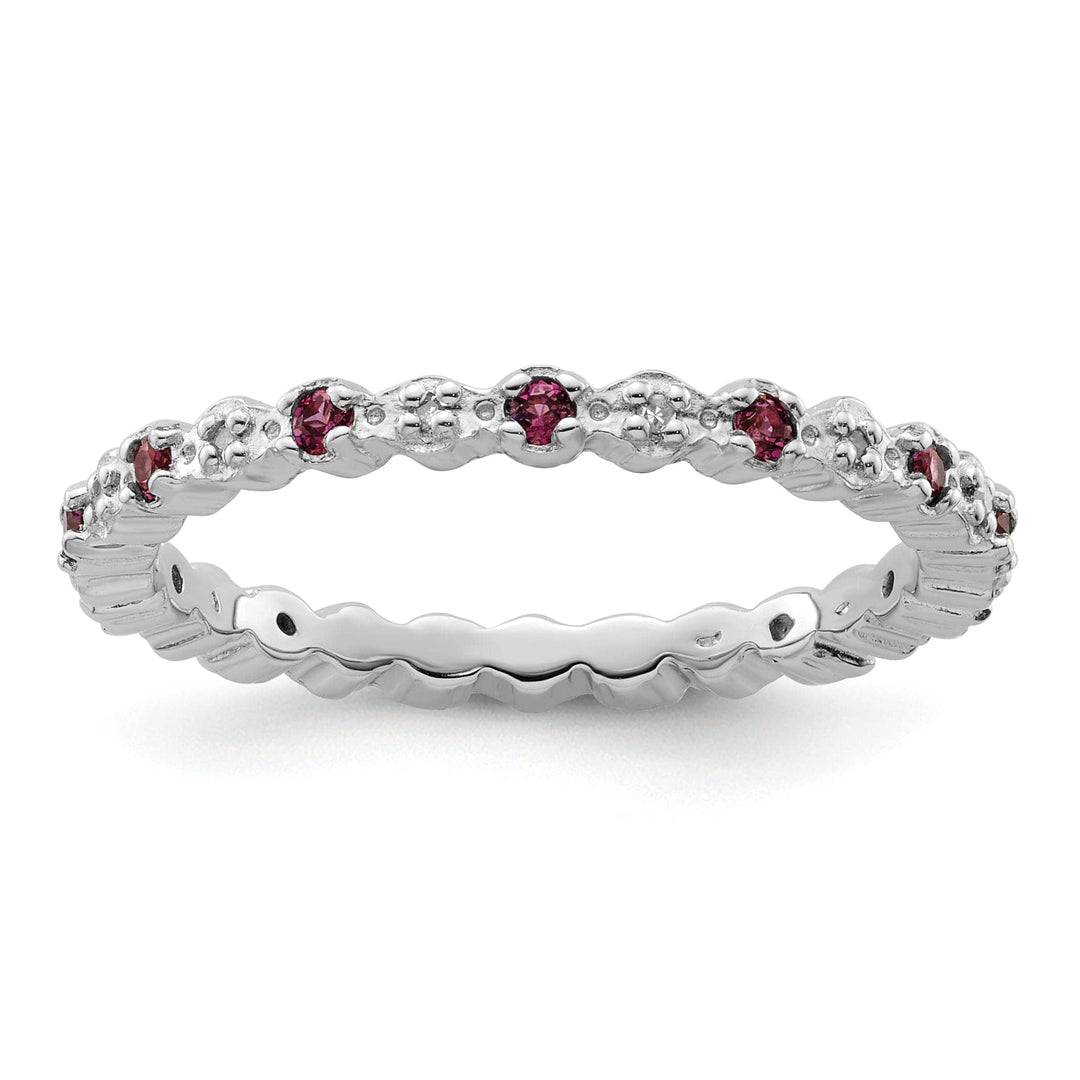 Stackable Expressions Ring Size 5 Sterling Silver Rhodolite Garnet Diamond Ring