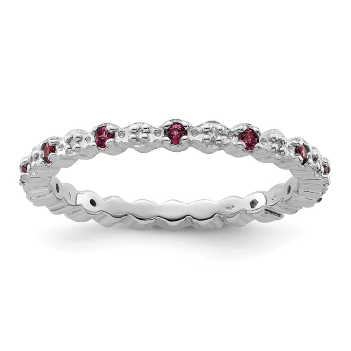 Stackable Expressions Ring Size 5 Sterling Silver Rhodolite Garnet Diamond Ring