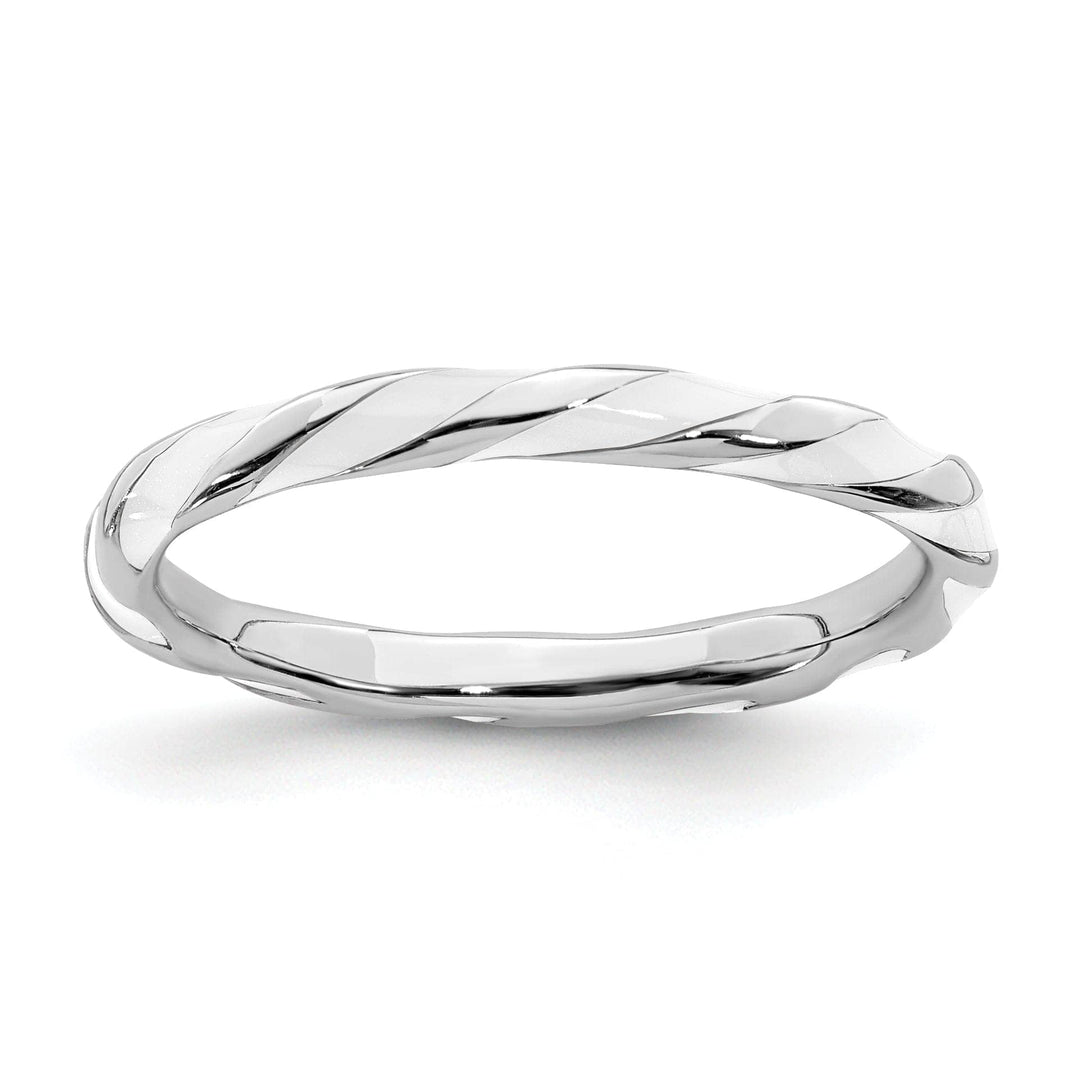 Stackable Expressions Ring Size 5 Sterling Silver White Enameled Stackable Ring