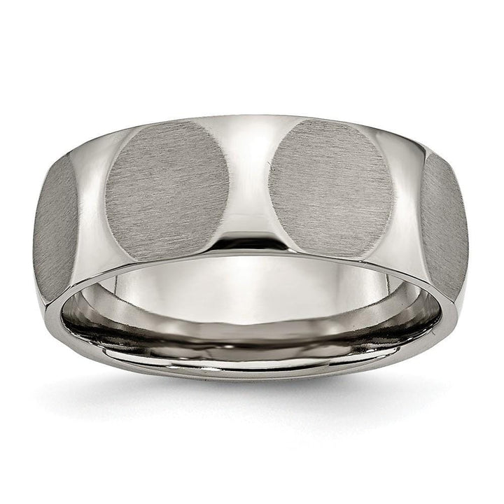 Bridal Ring Size 6 Titanium Faceted Brushed Band