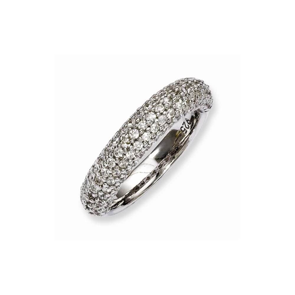 Sterling Shimmer Ring Size 7 Sterling Silver Pave 113 Stone CZ Ring
