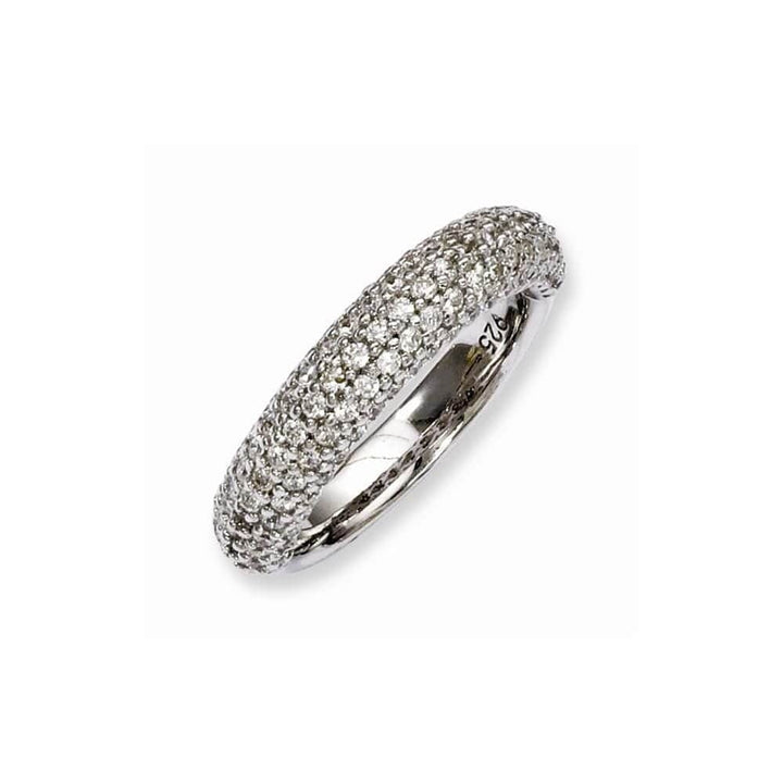 Sterling Shimmer Ring Size 7 Sterling Silver Pave 113 Stone CZ Ring