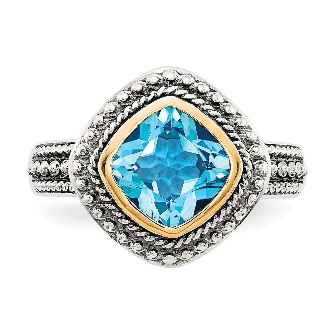 Shey Couture Ring Size 8 Sterling Silver Gold Blue Topaz Ring