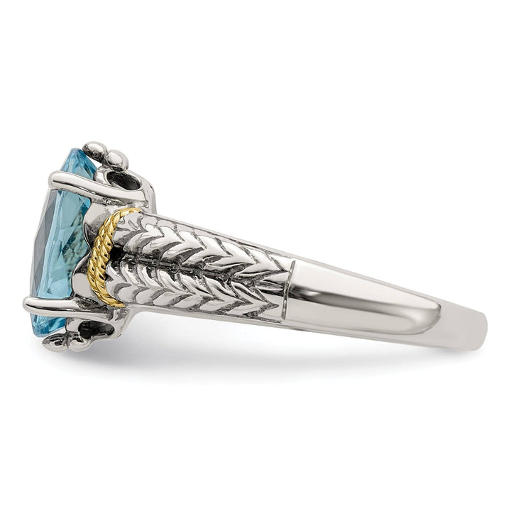 Shey Couture Ring Sterling Silver Gold Blue Topaz Ring