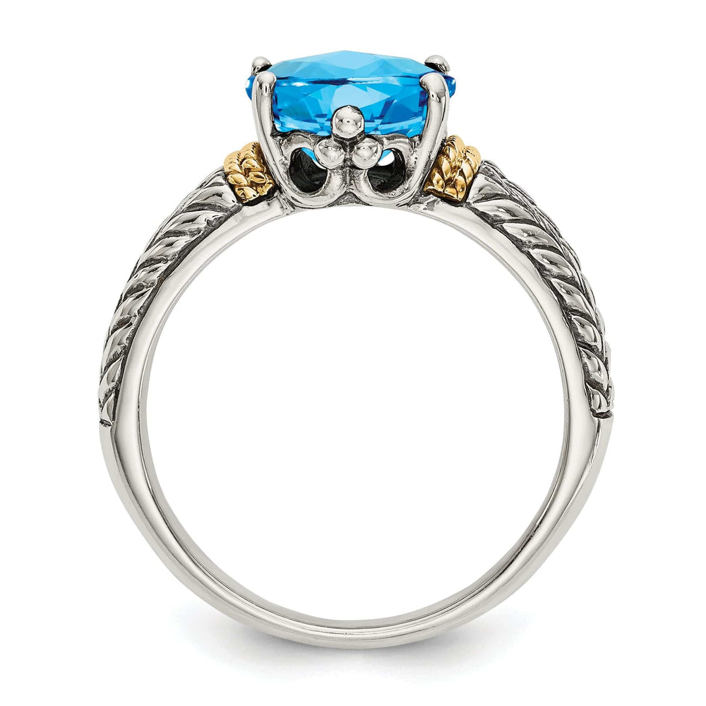 Shey Couture Ring Sterling Silver Gold Blue Topaz Ring