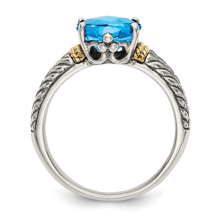 Shey Couture Ring Sterling Silver Gold Blue Topaz Ring