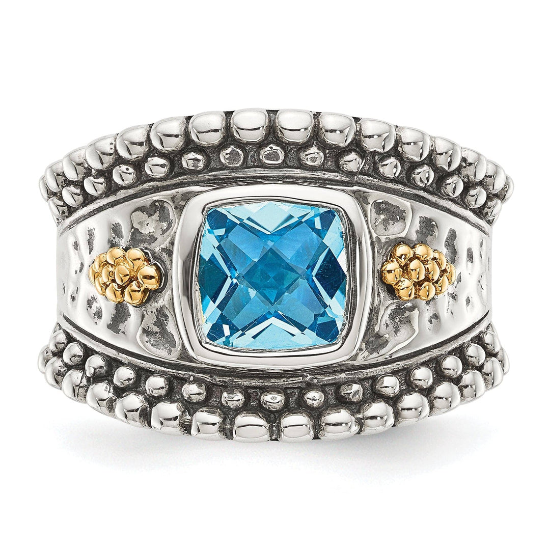 Shey Couture Ring Sterling Silver Gold Blue Topaz Ring