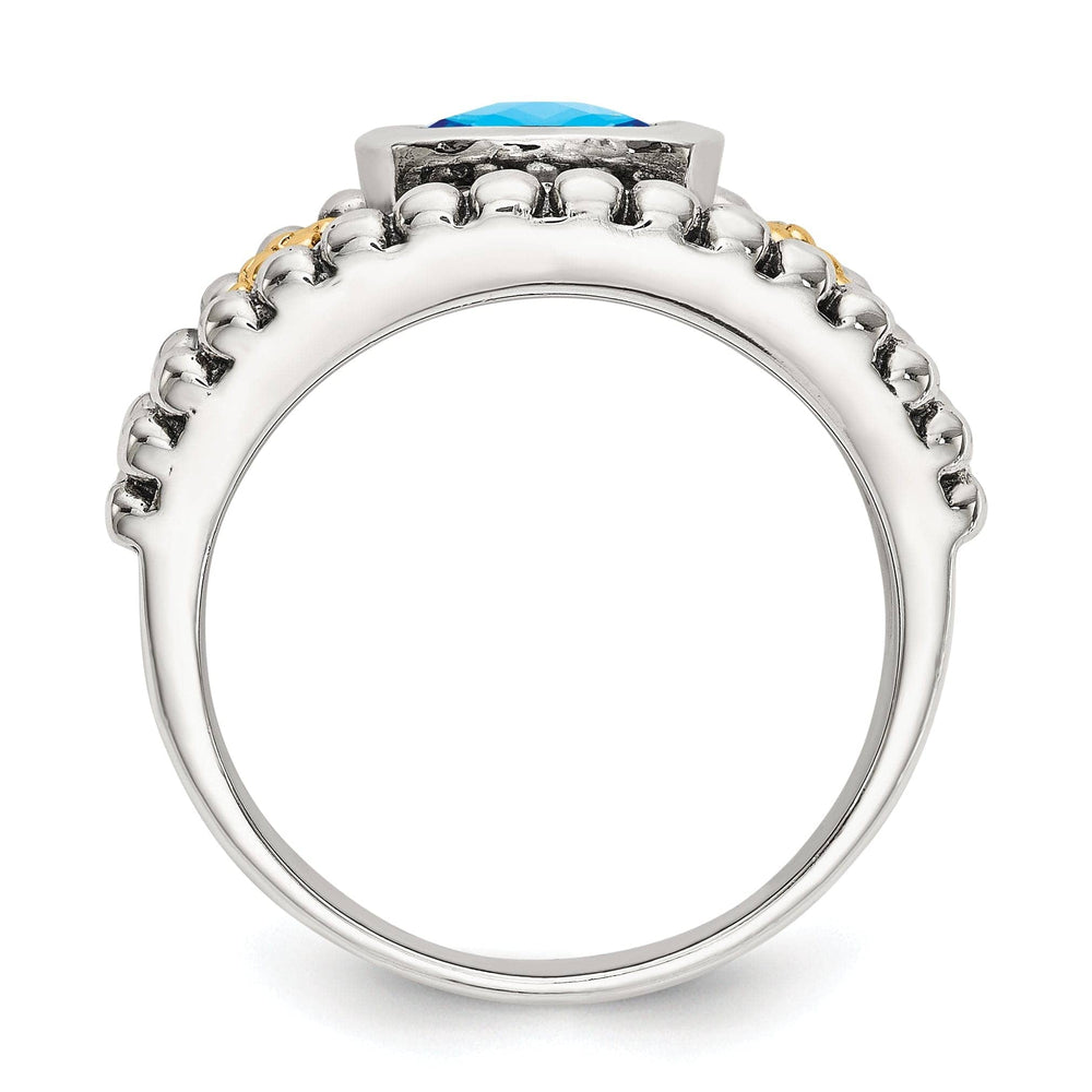 Shey Couture Ring Sterling Silver Gold Blue Topaz Ring