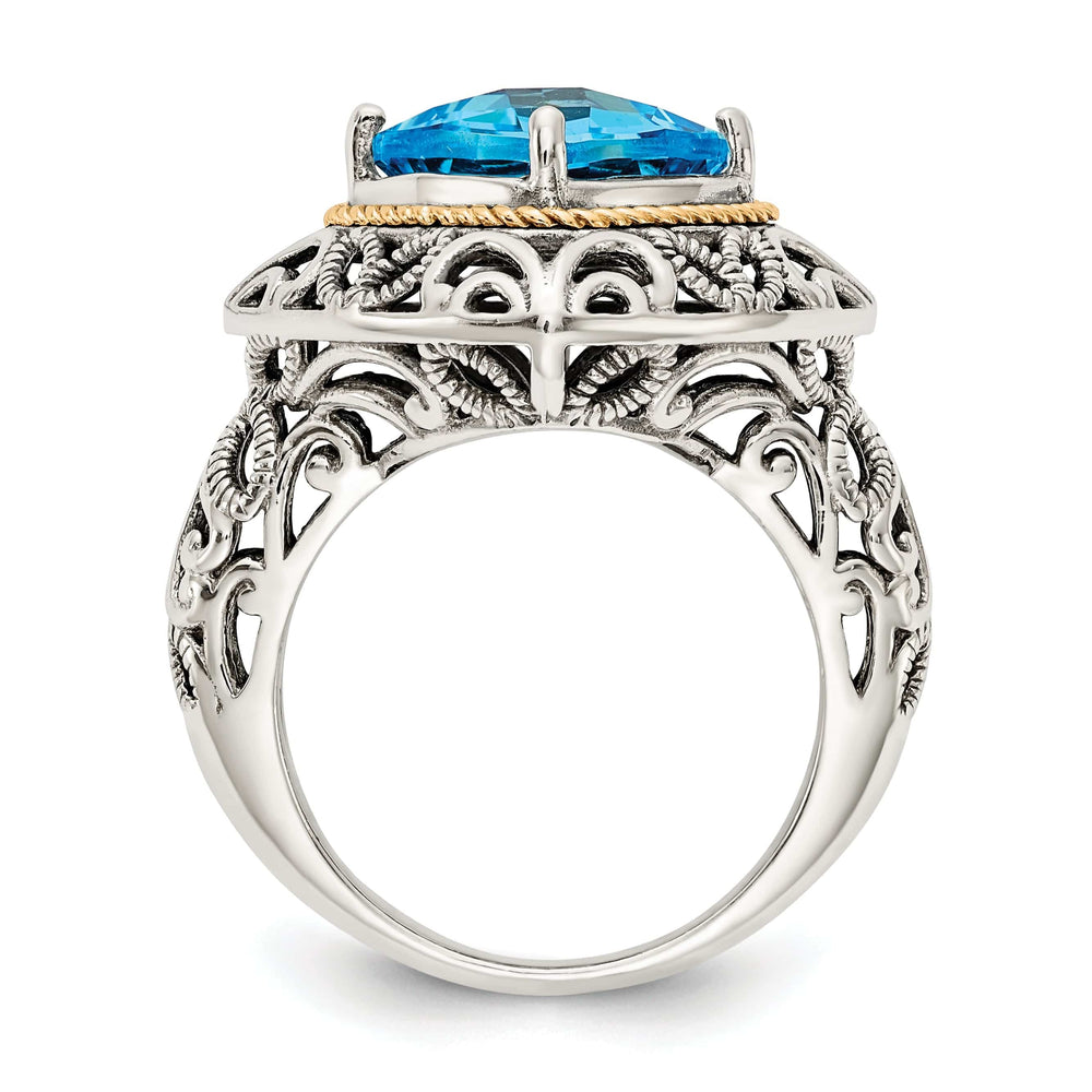 Shey Couture Ring Sterling Silver Gold Blue Topaz Ring