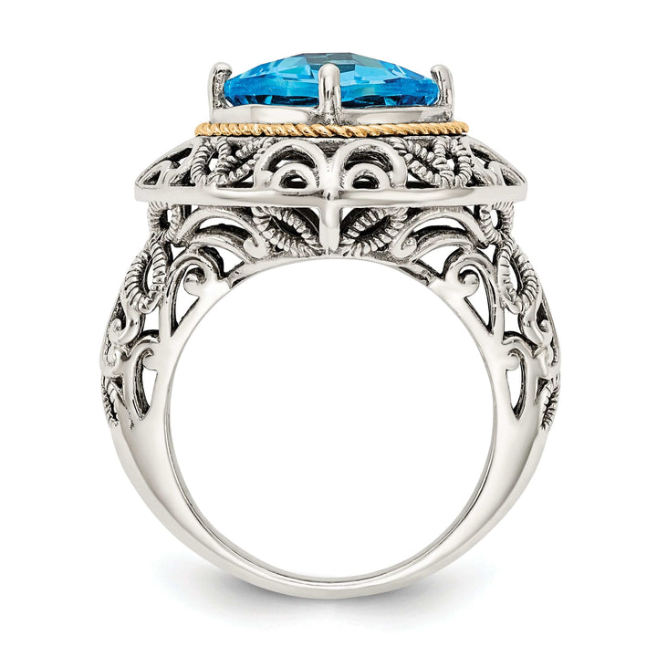 Shey Couture Ring Sterling Silver Gold Blue Topaz Ring