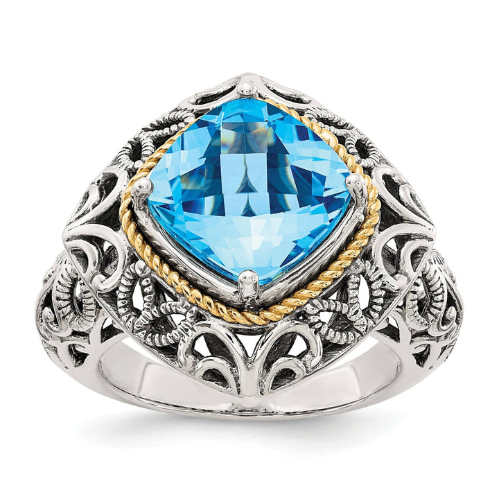 Shey Couture Ring Sterling Silver Gold Blue Topaz Ring