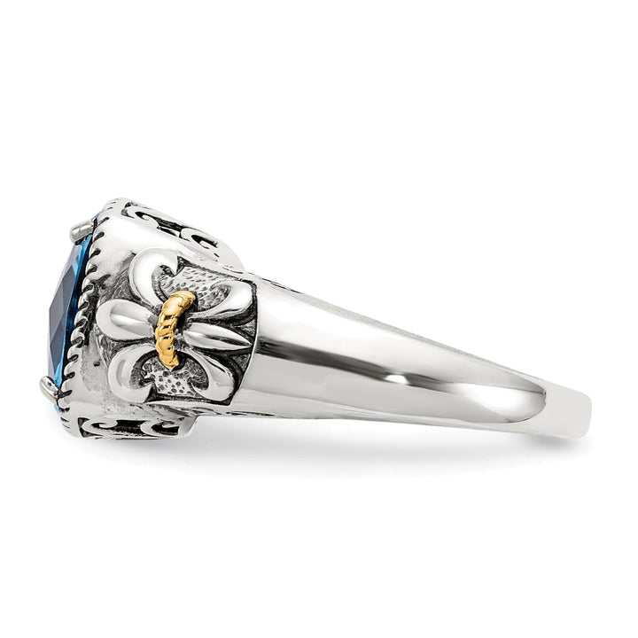 Shey Couture Ring Sterling Silver Gold Blue Topaz Ring
