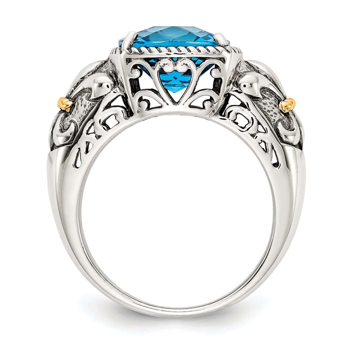 Shey Couture Ring Sterling Silver Gold Blue Topaz Ring