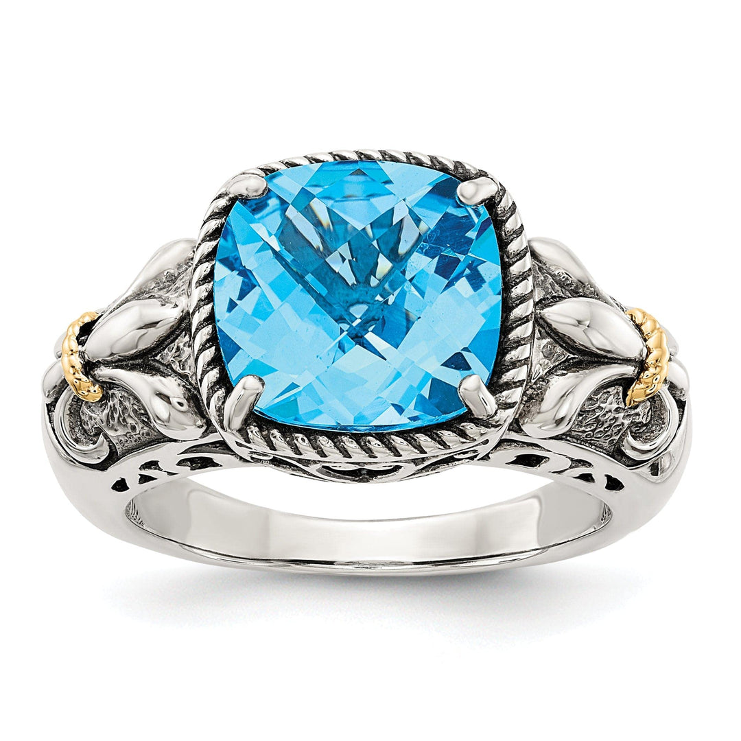 Shey Couture Ring Sterling Silver Gold Blue Topaz Ring