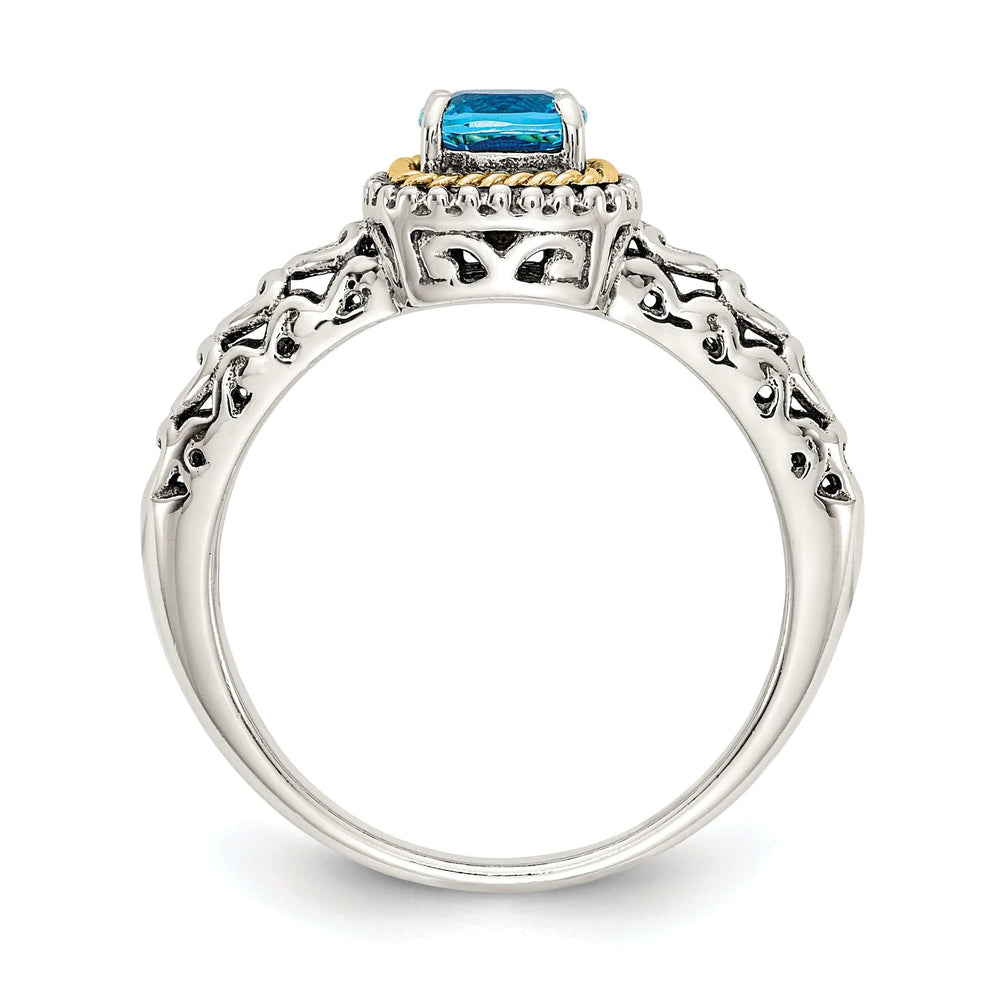 Shey Couture Ring Sterling Silver Gold Blue Topaz Ring