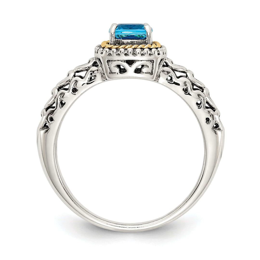 Shey Couture Ring Sterling Silver Gold Blue Topaz Ring