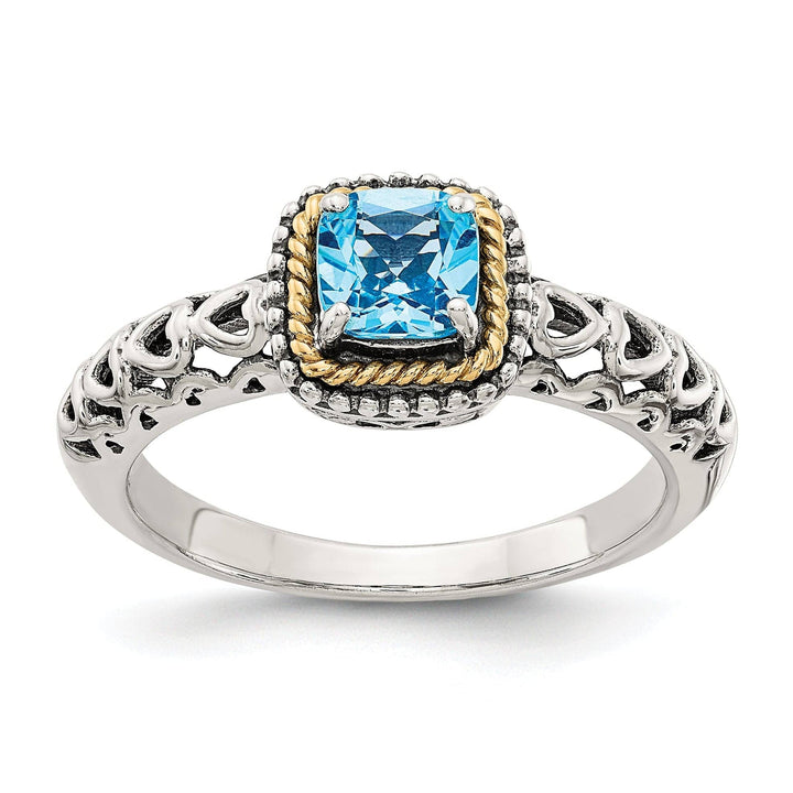 Shey Couture Ring Sterling Silver Gold Blue Topaz Ring