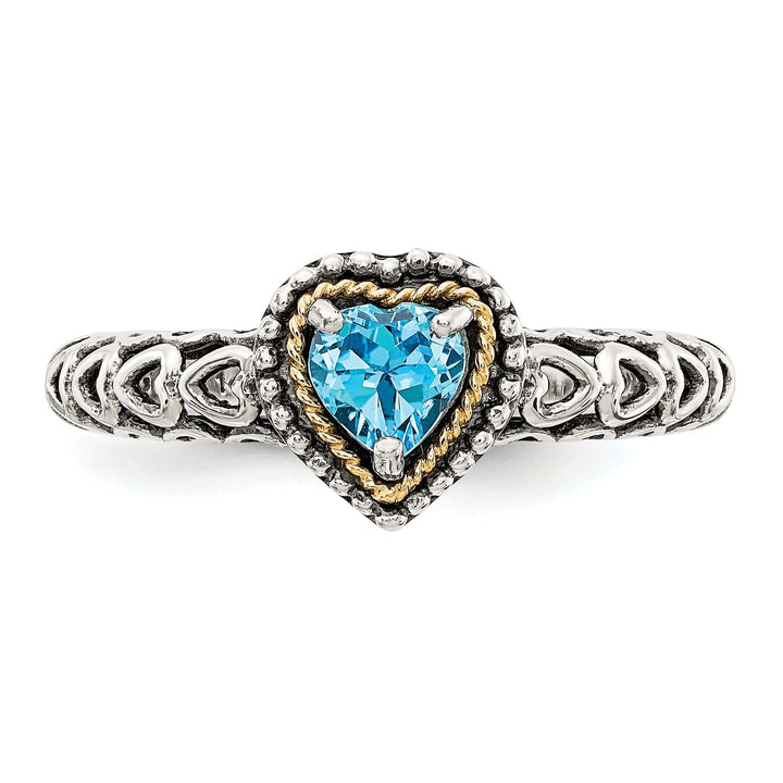 Shey Couture Ring Sterling Silver Gold Blue Topaz Ring