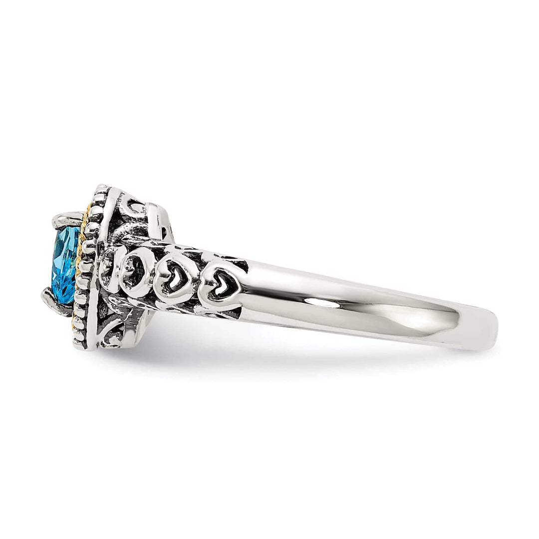 Shey Couture Ring Sterling Silver Gold Blue Topaz Ring