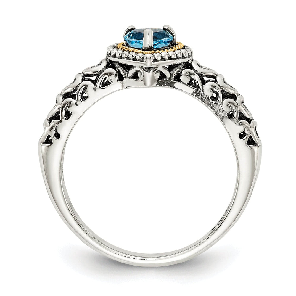 Shey Couture Ring Sterling Silver Gold Blue Topaz Ring