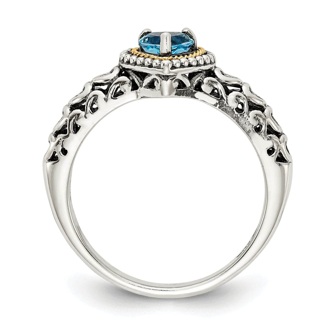 Shey Couture Ring Sterling Silver Gold Blue Topaz Ring