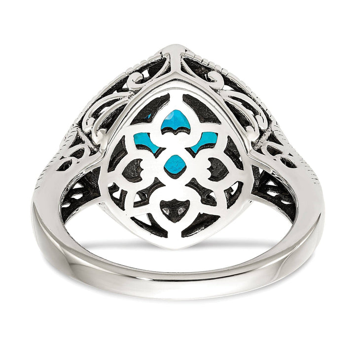 Shey Couture Ring Sterling Silver Gold Diamond Blue Topaz Ring