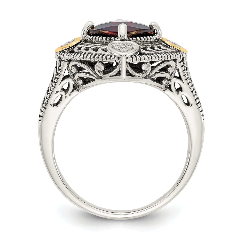 Shey Couture Ring Sterling Silver Gold Diamond Garnet Ring
