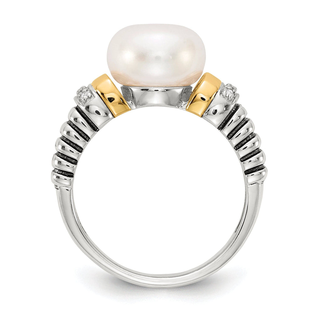 Shey Couture Ring Sterling Silver Gold Diamond Pearl Ring