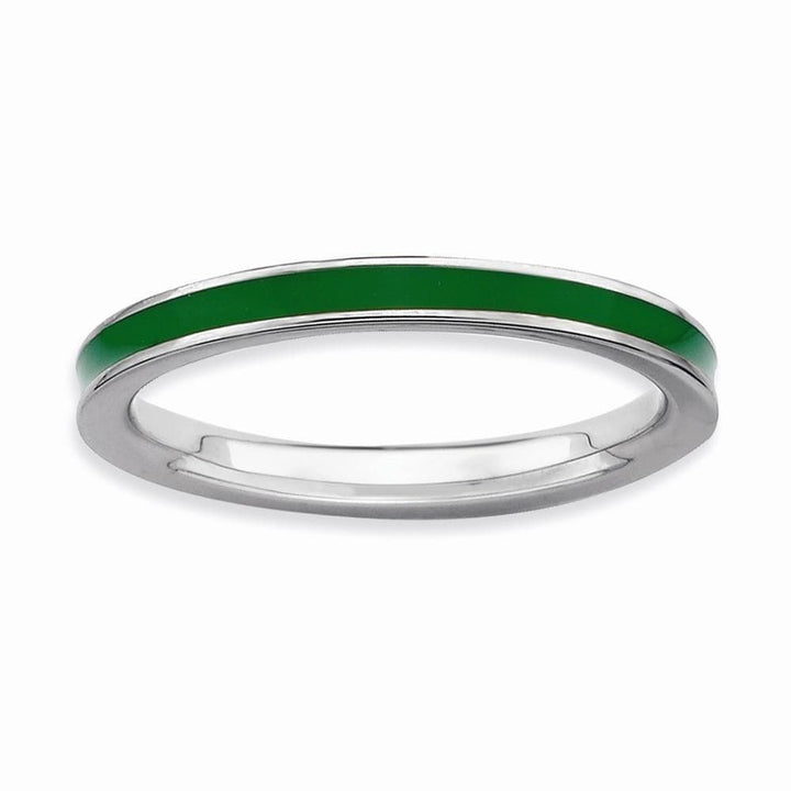 Stackable Expressions Ring Sterling Silver Green Enameled 2.25MM Ring