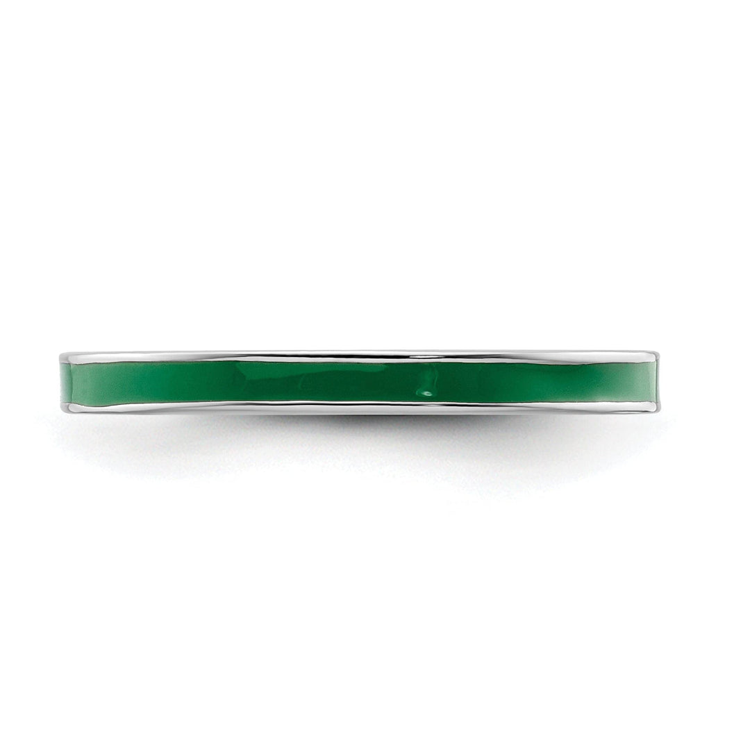 Stackable Expressions Ring Sterling Silver Green Enameled 2.25MM Ring