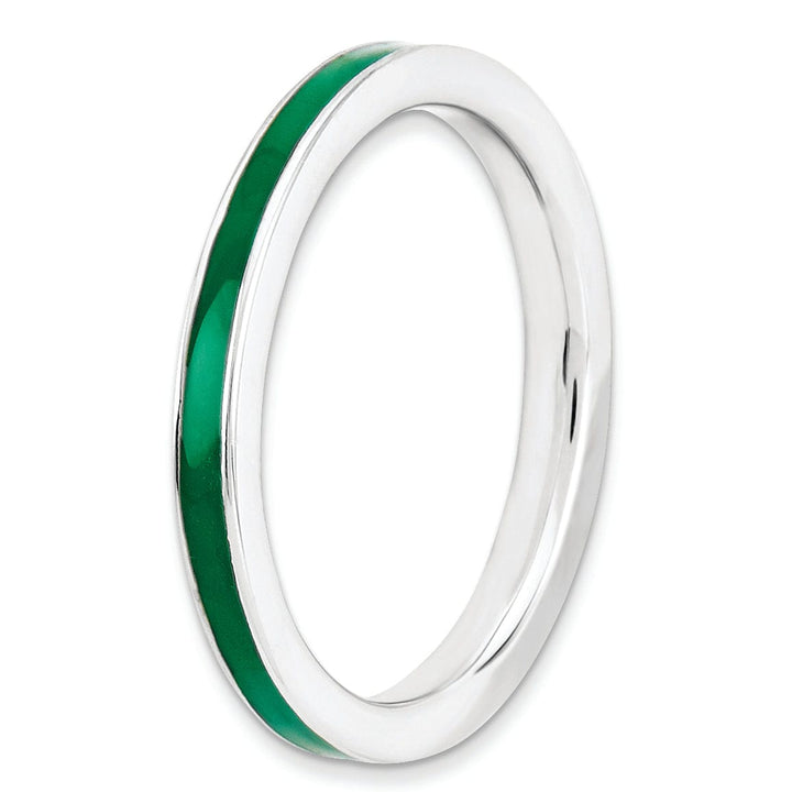 Stackable Expressions Ring Sterling Silver Green Enameled 2.25MM Ring