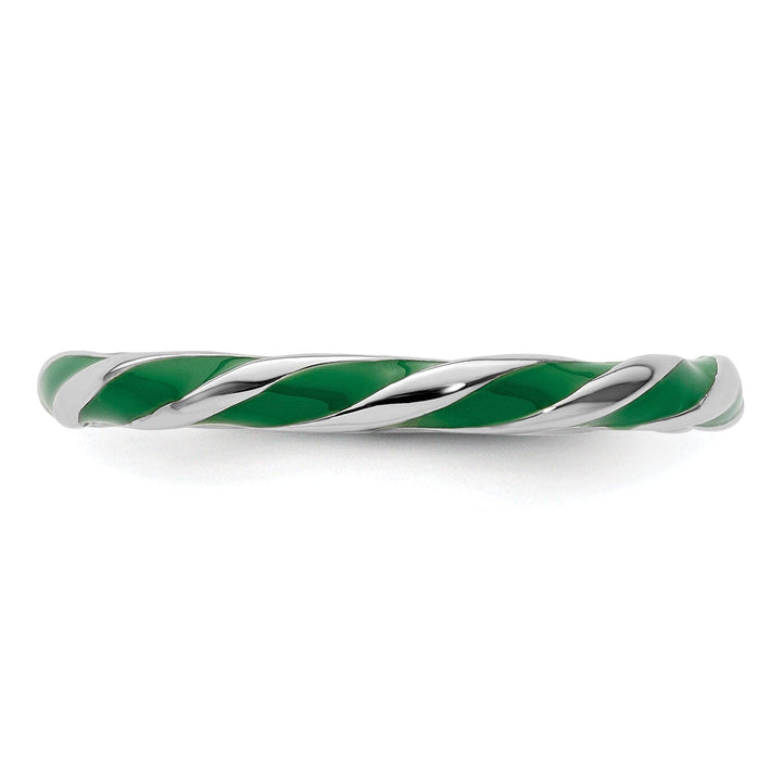 Stackable Expressions Ring Sterling Silver Green Enameled Stackable Ring