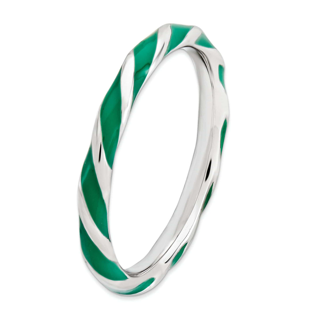 Stackable Expressions Ring Sterling Silver Green Enameled Stackable Ring