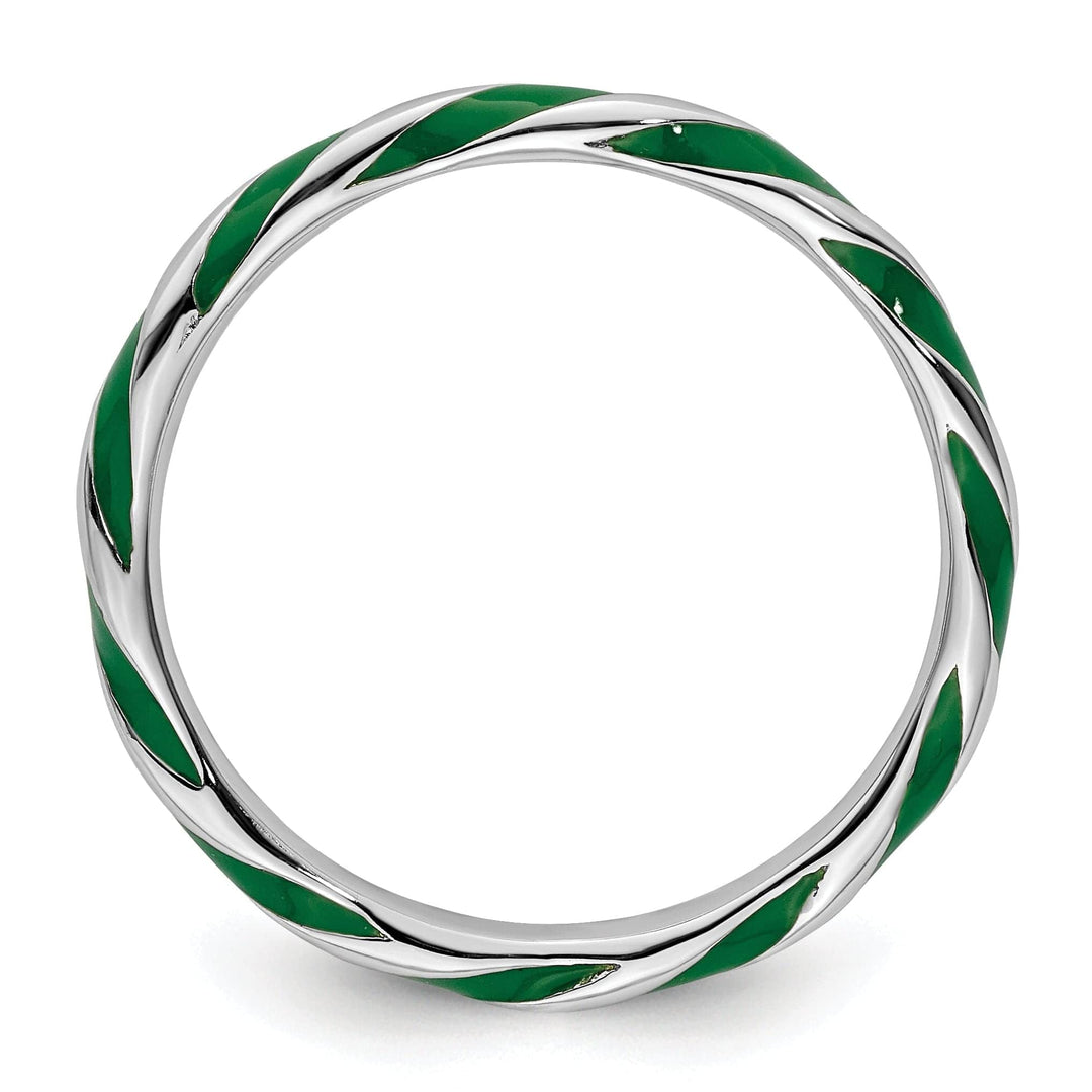 Stackable Expressions Ring Sterling Silver Green Enameled Stackable Ring
