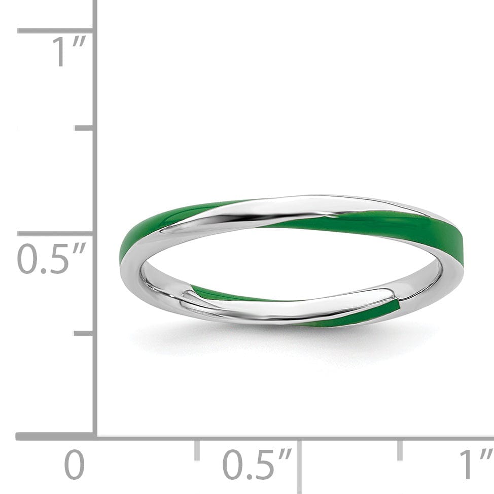 Stackable Expressions Ring Sterling Silver Green Enameled Stackable Ring