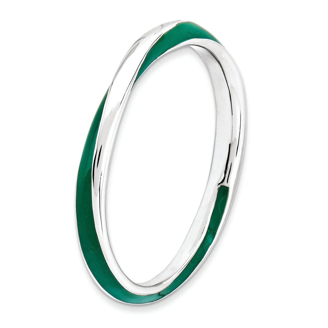 Stackable Expressions Ring Sterling Silver Green Enameled Stackable Ring